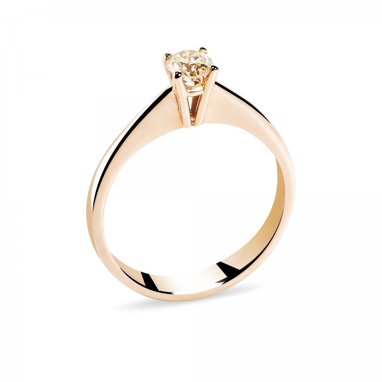18 k Rose Gold Engagement Ring with Natural Champagne Round Diamond
