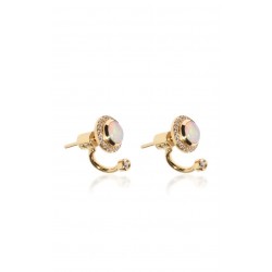 18k Rose Gold Earrings with Natural Diamonds and Opals