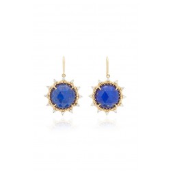 18k Yellow Gold Earrings with Natural Diamonds and Lapis