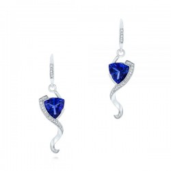 18k White Gold Earrings with Tanzanites and Diamonds