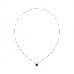 Beautiful Necklace with Natural Blue Sapphire and Diamond in 18k White Gold