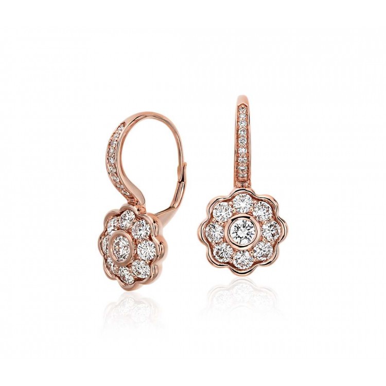 Beautiful Earrings with Diamonds in 18k Rose Gold