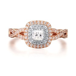 18k Rose Gold Engagement Ring with Natural Diamonds