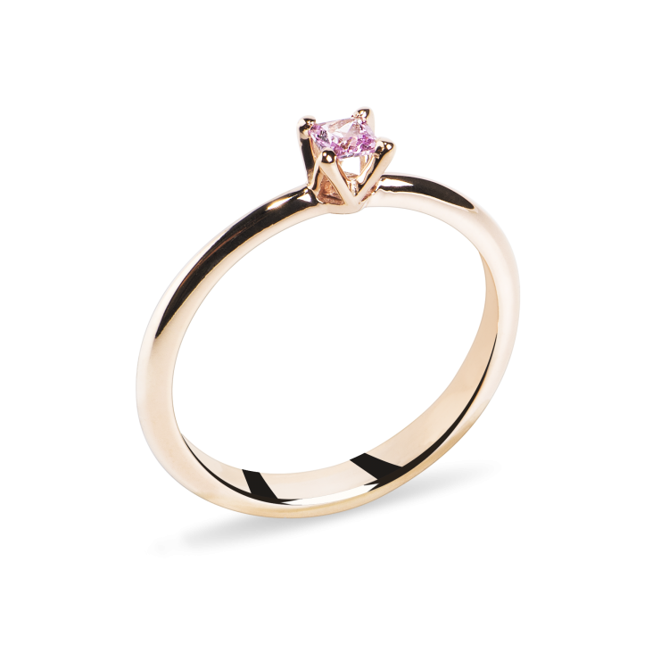 18k Rose Gold Engagement Ring with Natural Pink Princess Sapphire