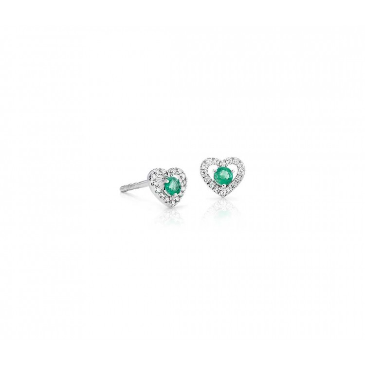 Beautiful 18k White Gold Earrings with Natural Diamonds and Emeralds