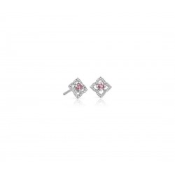 Beautiful 18k White Gold Earrings with Natural Diamonds and Pink Sapphires
