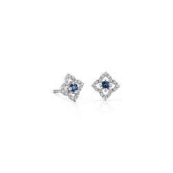 Beautiful 18k White Gold Earrings with Natural Diamonds and Blue Sapphires