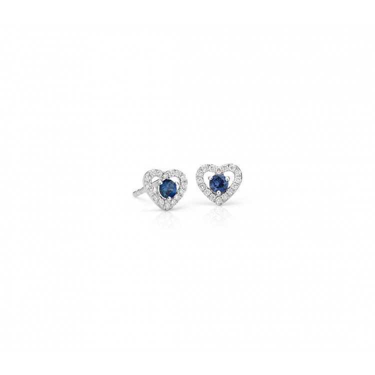 Beautiful 18k White Gold Earrings with Natural Diamonds and Blue Sapphires