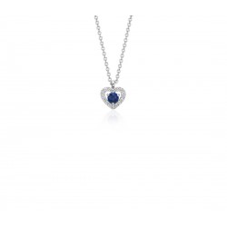 Beautiful 18k White Gold Necklace with Natural Blue Sapphire and  Natural Diamonds