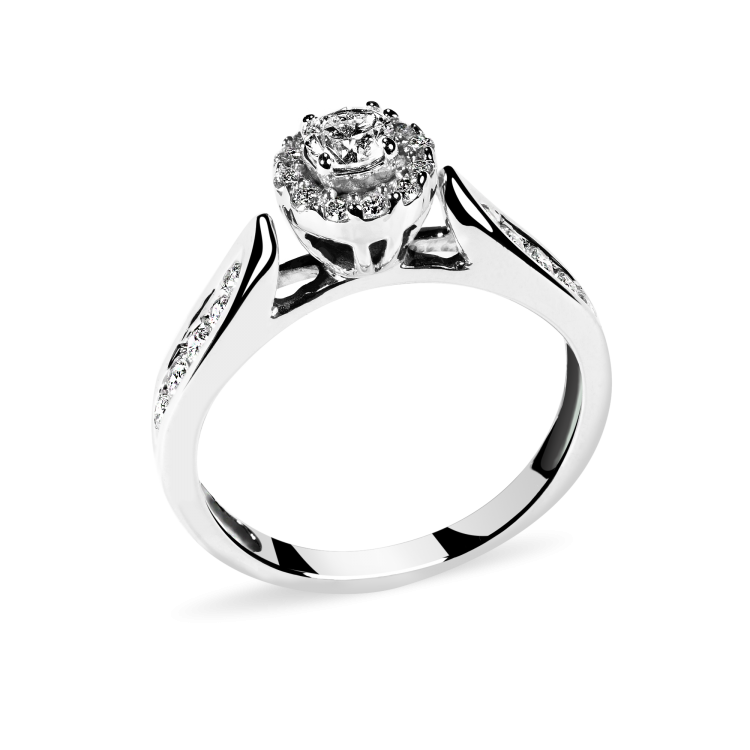 14k White Gold Engagement Ring with Natural Diamonds