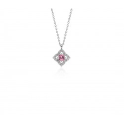 Beautiful 18k White Gold Necklace with Natural Pink Sapphire and  Natural Diamonds