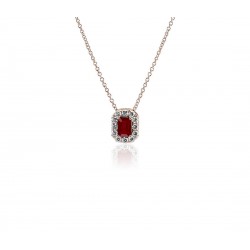 Beautiful Necklace with Natural Ruby and Diamonds in 18k Rose Gold