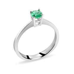 18k White Gold Engagement Ring with Natural Round Emerald