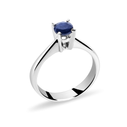 18k White Gold Engagement Ring with Natural Blue Sapphire
