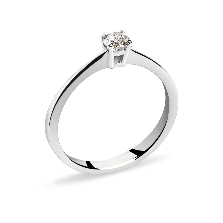 Beautiful 18 k White Gold Engagement Ring with Natural Round Diamond