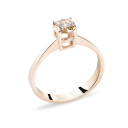 Beautiful 18 k Rose Gold Engagement Ring with Natural Champagne Round Diamond