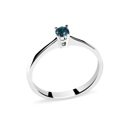 Beautiful 18 k White Gold Engagement Ring with Natural Blue Diamond