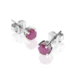 18k White Gold Earrings with Natural Rubies