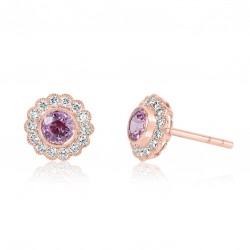Beautiful 18k Rose Gold Earrings with Natural Diamonds and Pink Sapphires
