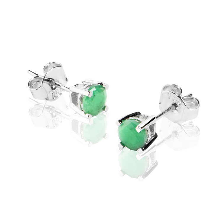 18k White Gold Earrings with Natural Emeralds