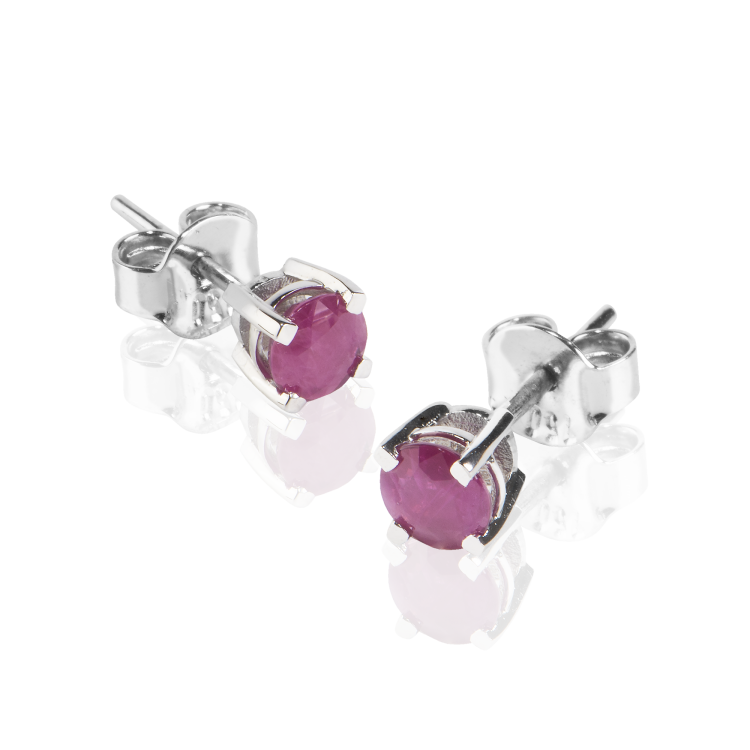 18k White Gold Earrings with Natural Rubies