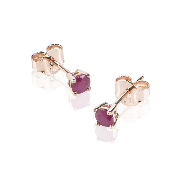 18k Rose Gold Earrings with Natural Rubies