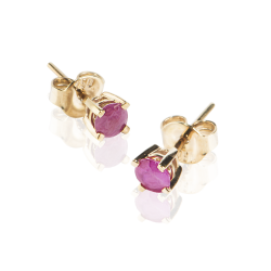 18k Yellow Gold Earrings with Natural Rubies