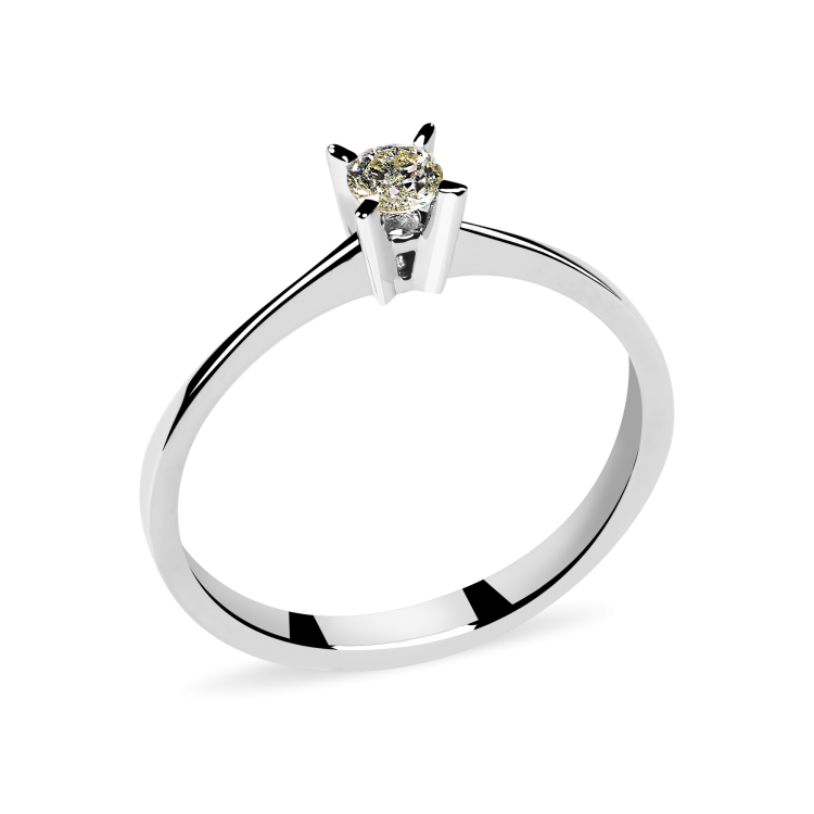 18 k White Gold Engagement Ring with Natural Diamond