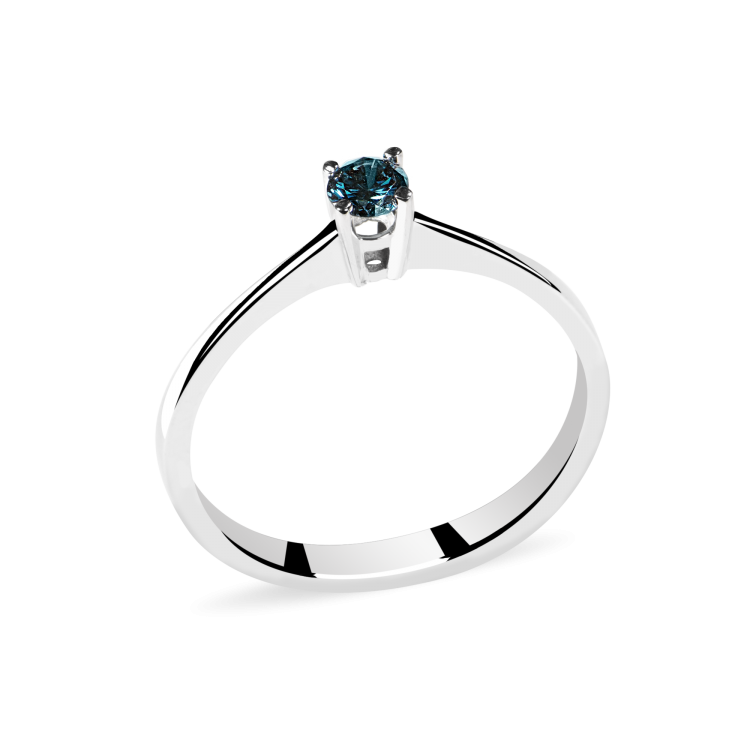 18 k White Gold Engagement Ring with Natural Blue Diamond