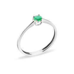 18k White Gold Engagement Ring with Natural Emerald