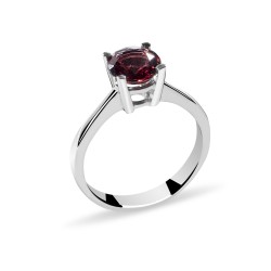 18k White Gold Engagement Ring with Natural Red Garnet