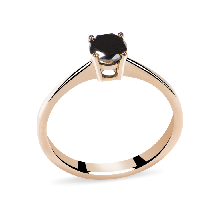 18 k Rose Gold Engagement Ring with Natural Black Diamond